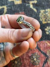 Load image into Gallery viewer, Sterling Silver Deep Green Royston Stamped Stacker Ring