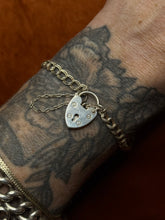 Load image into Gallery viewer, Vintage Sterling Silver Double Link Chain Padlock Bracelet
