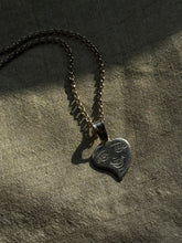 Load image into Gallery viewer, Vintage Sterling Silver Engraved Face Heart Charm Necklace