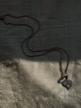 Load image into Gallery viewer, Vintage Sterling Silver Engraved Face Heart Charm Necklace