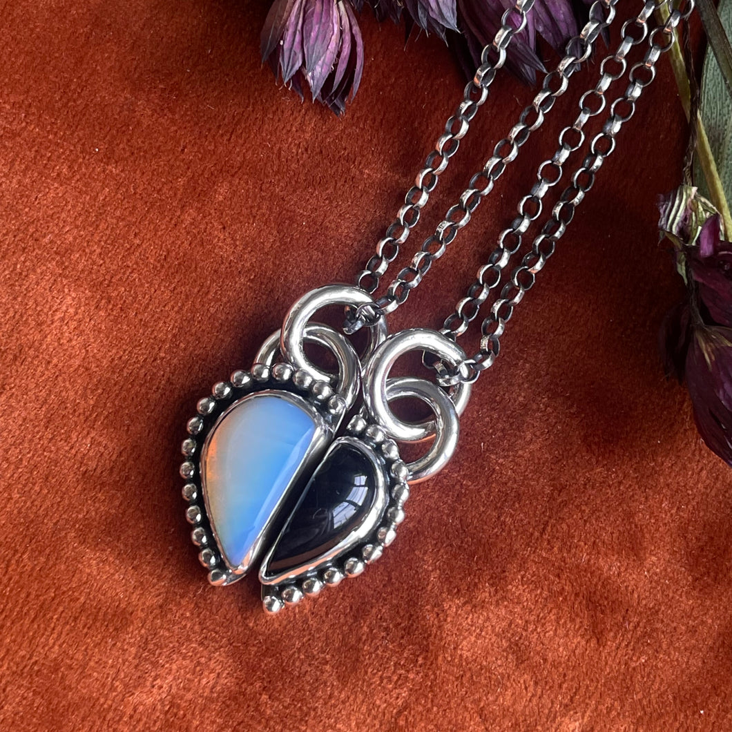 Onyx and Opalite Sweet Buds Necklaces