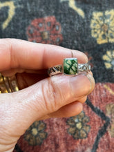 Load image into Gallery viewer, Sterling Silver Deep Green Royston Stamped Stacker Ring