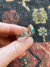 Load image into Gallery viewer, Sterling Silver Deep Turquoise Teardrop Royston Stamped Stacker Ring