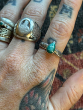 Load image into Gallery viewer, Sterling Silver Turquoise Teardrop Royston Stamped Stacker Ring