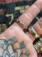 Load image into Gallery viewer, Sterling Silver Icy Blue Royston Turquoise Stamped Stacker Ring
