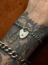 Load image into Gallery viewer, Vintage sterling Silver Curb Chain Padlock Bracelet
