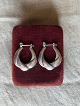 Load image into Gallery viewer, Vintage Sterling Silver Modernist Hoops
