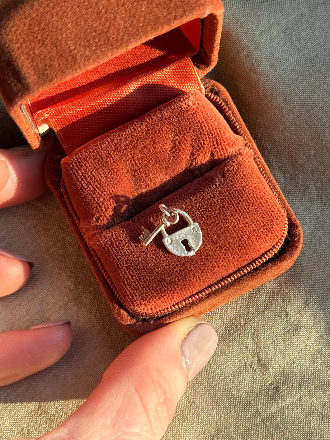 Vintage Sterling Silver Padlock and Key Charm