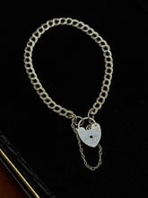 Load image into Gallery viewer, Vintage Sterling Silver Double Link Chain Padlock Bracelet

