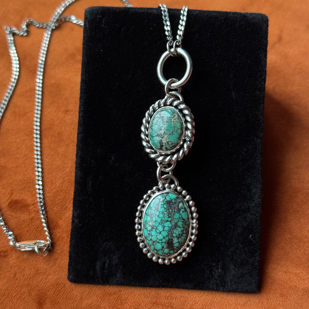 Turquoise Matrix Totem Lariat Necklace