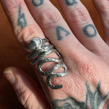 Load image into Gallery viewer, hand formed sterling silver coiled stamped snake ring
