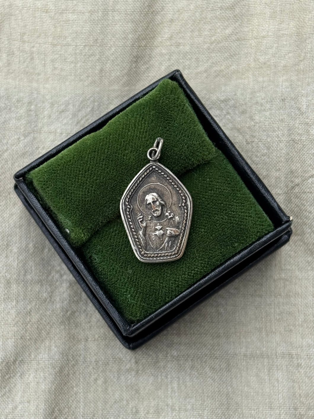 Vintage Sterling Silver Sacred Heart Pendant