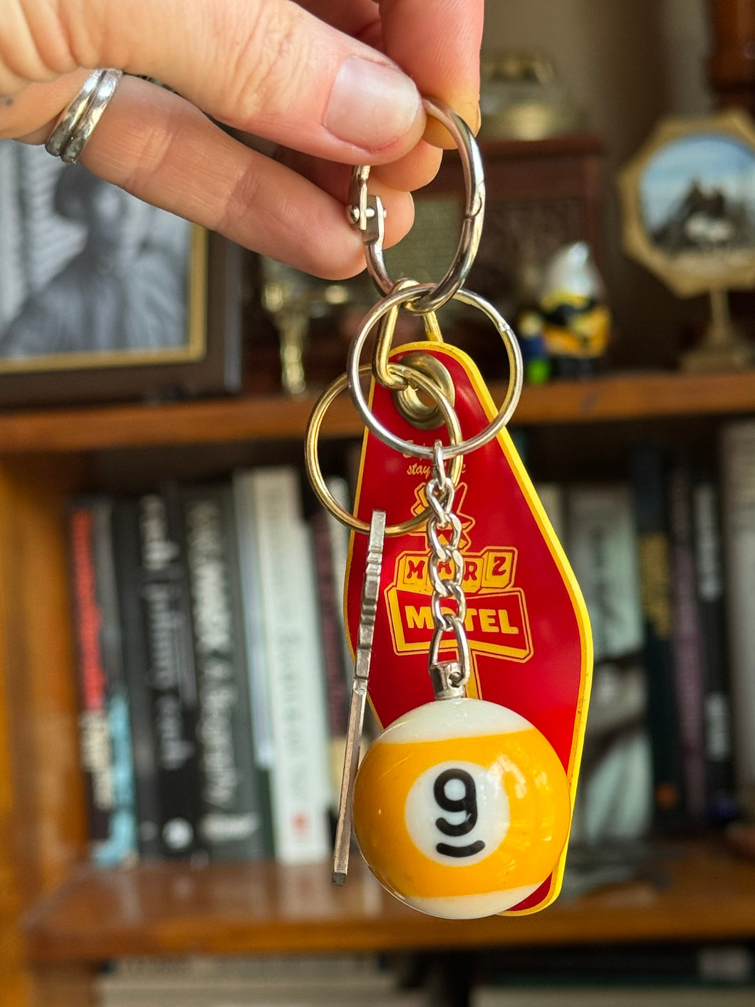 Vintage #9 Pool Ball Keychain
