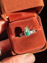Load image into Gallery viewer, Sterling Silver Deep Turquoise Teardrop Royston Stamped Stacker Ring
