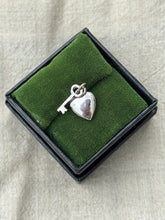 Load image into Gallery viewer, Vintage Sterling Silver Heart &amp; Key Charm
