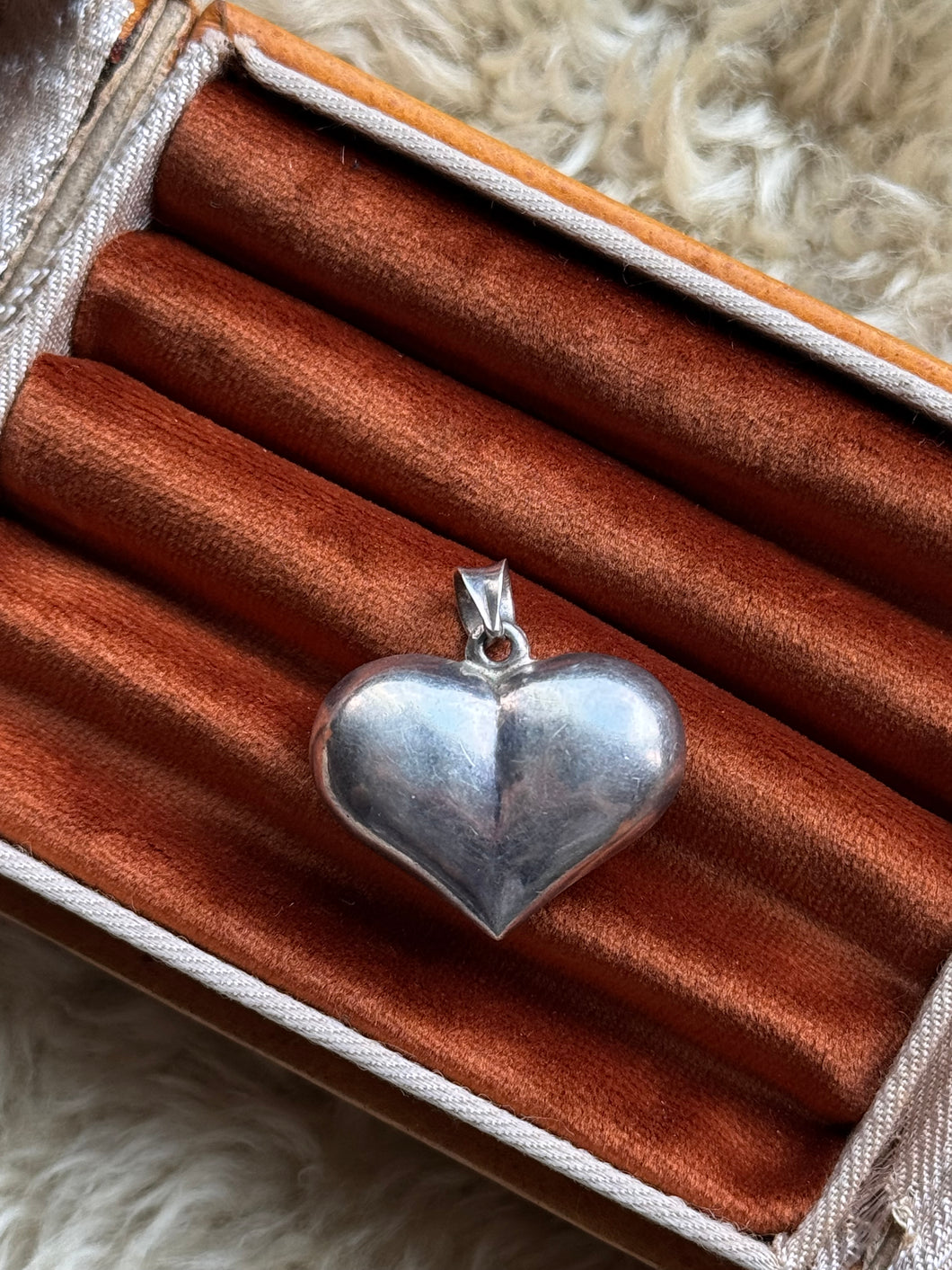Vintage Sterling Silver Puffy Heart Pendant