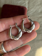 Load image into Gallery viewer, Vintage Sterling Silver Modernist Hoops
