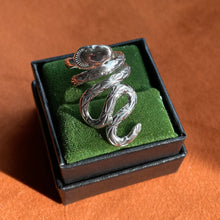 Load image into Gallery viewer, hand formed sterling silver coiled stamped snake ring
