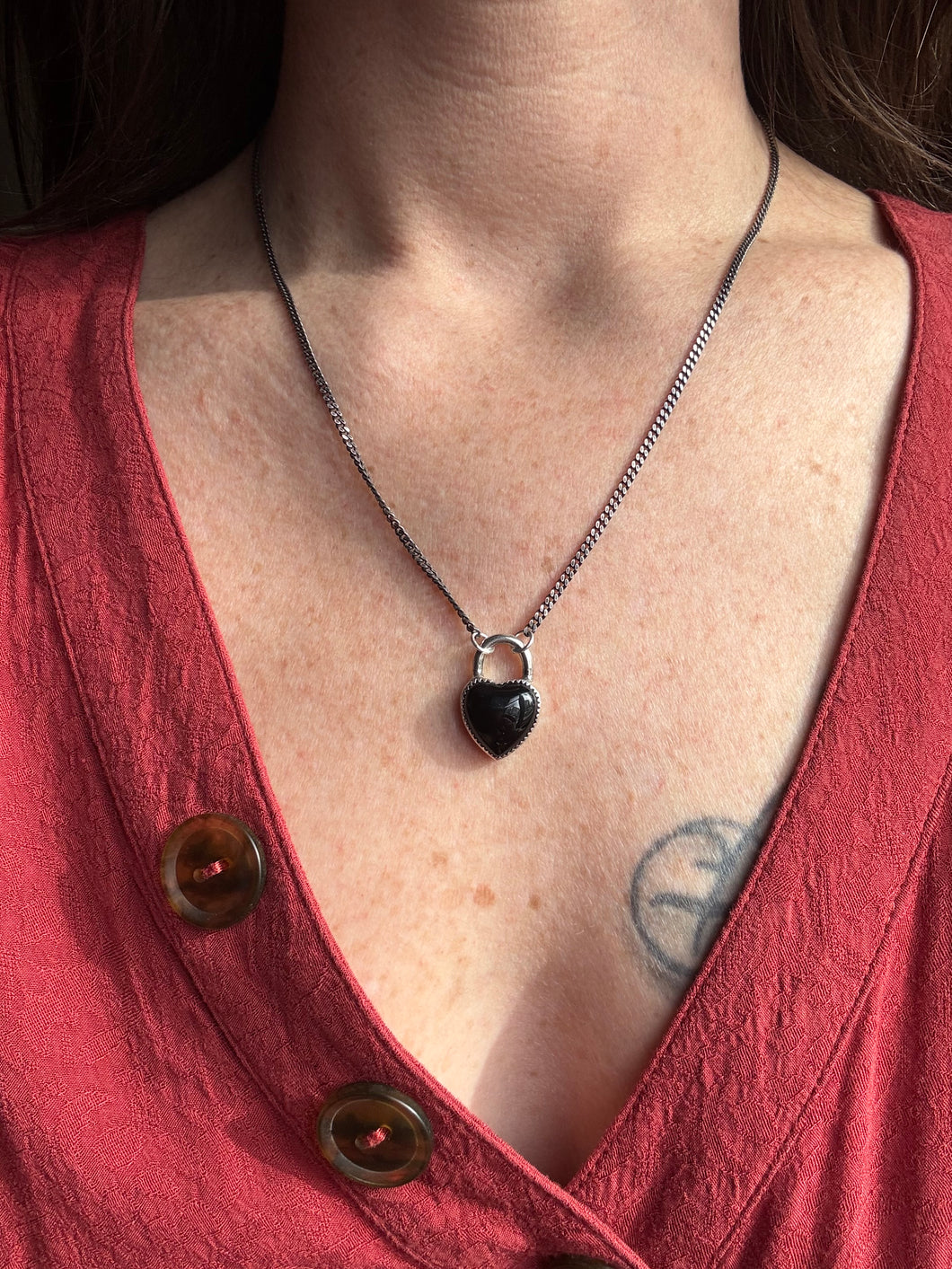 Onyx Love Lock Necklace