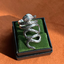 Load image into Gallery viewer, hand formed sterling silver coiled stamped snake ring
