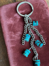 Load image into Gallery viewer, Heavy Stainless Chain &amp; Turquoise Bead Bag Charm
