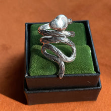 Load image into Gallery viewer, hand formed sterling silver coiled stamped snake ring
