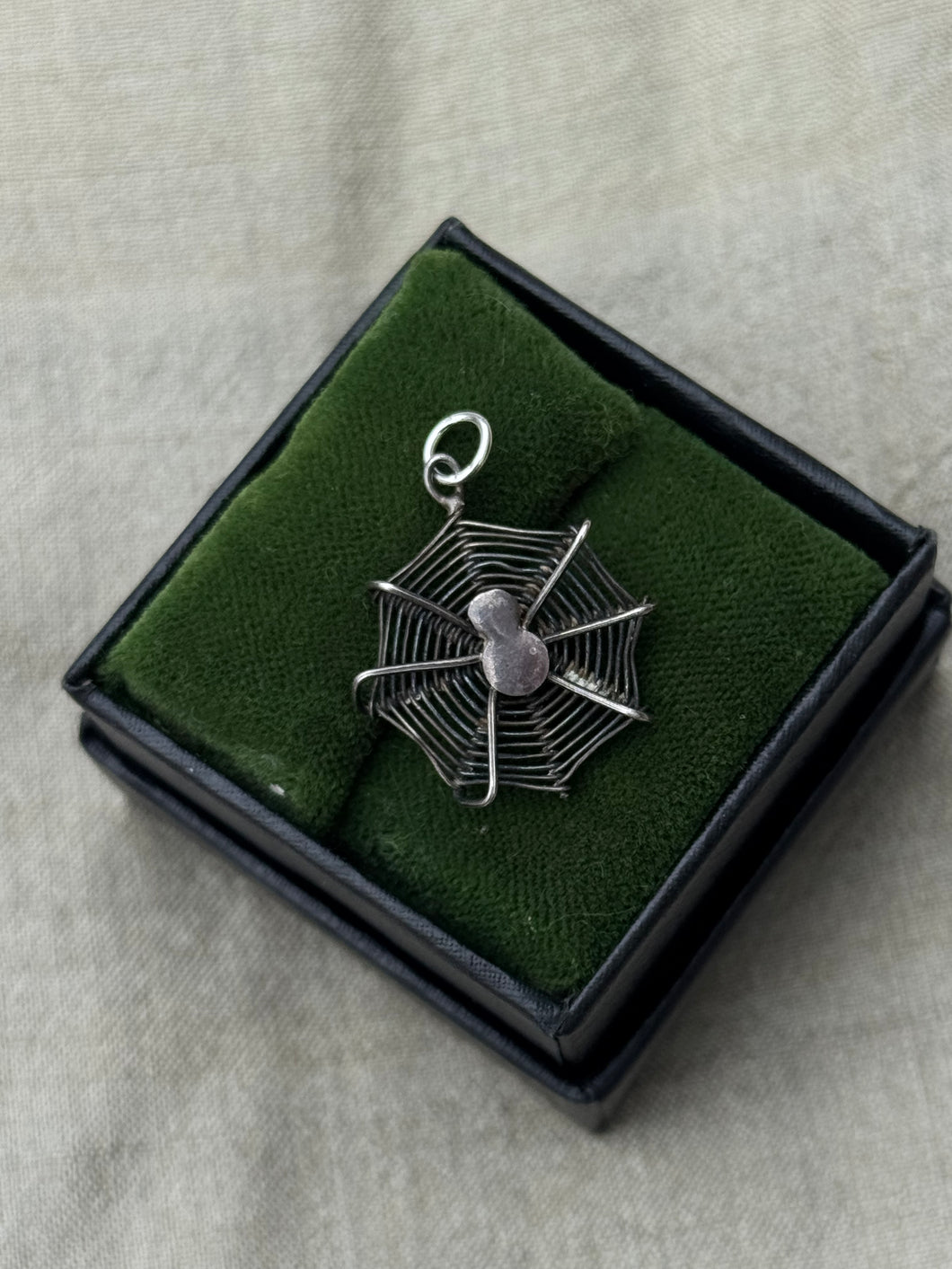 Vintage Sterling Silver Spider Web Pendant