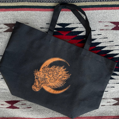 black medium sized tote with my wolf logo printed