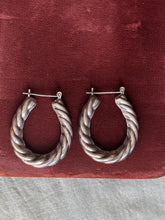 Load image into Gallery viewer, Vintage Sterling Silver Hollow Rope Hoops
