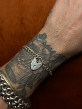 Load image into Gallery viewer, Vintage Sterling Silver Double Link Chain Padlock Bracelet
