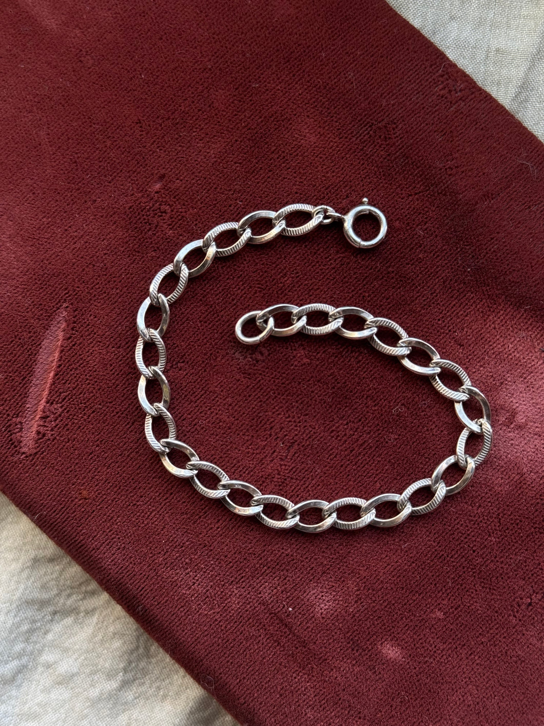Vintage Sterling Silver Textured Curb Bracelet
