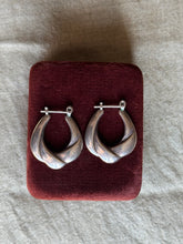 Load image into Gallery viewer, Vintage Sterling Silver Modernist Hoops
