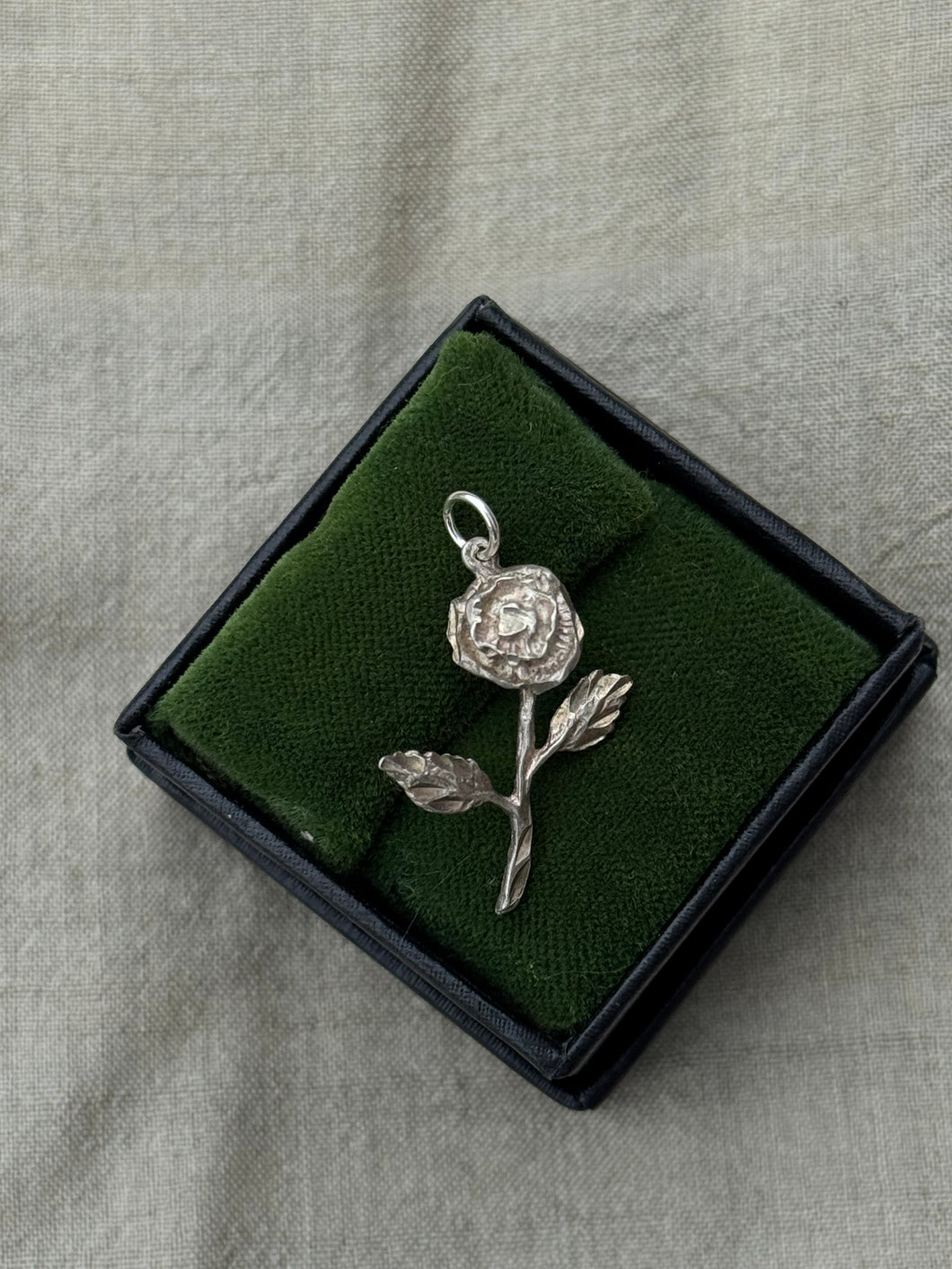 Vintage Sterling Silver Rose Pendant