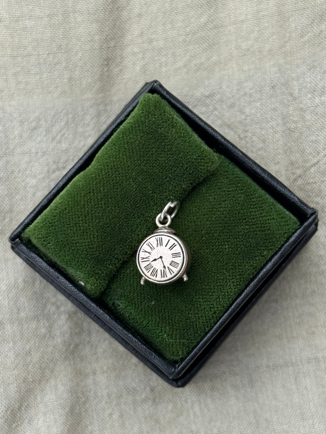 Vintage Sterling Silver Clock Charm