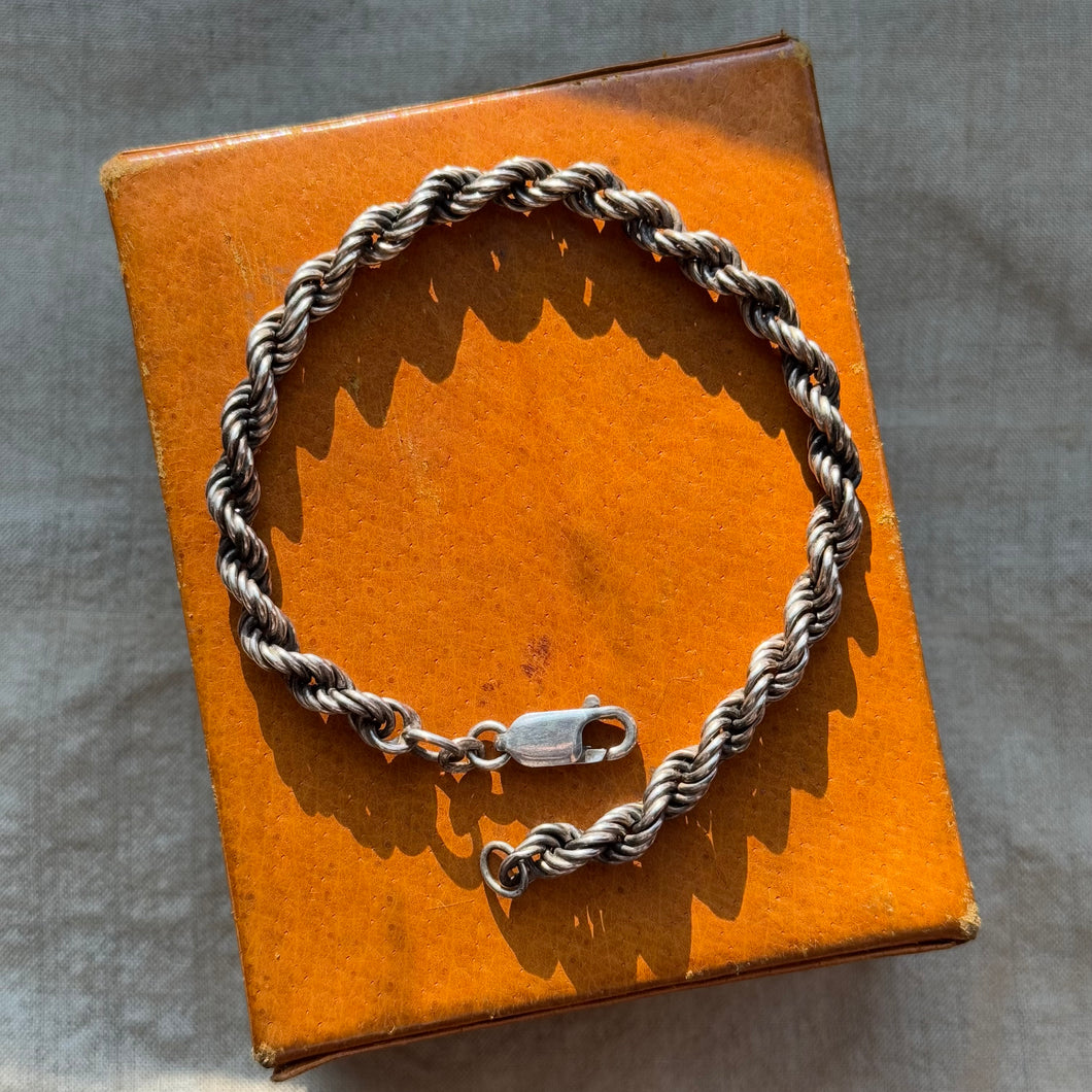 Vintage Sterling Silver Heavy Rope Chain Bracelet