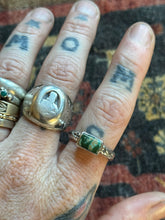 Load image into Gallery viewer, Sterling Silver Deep Green Royston Stamped Stacker Ring
