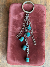 Load image into Gallery viewer, Stainless Curb Link Chain &amp; Turquoise Bead Bag Charm
