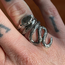 Load image into Gallery viewer, hand formed sterling silver coiled stamped snake ring
