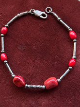 Load image into Gallery viewer, Vintage Sterling Silver &amp; Red Stone Bracelet
