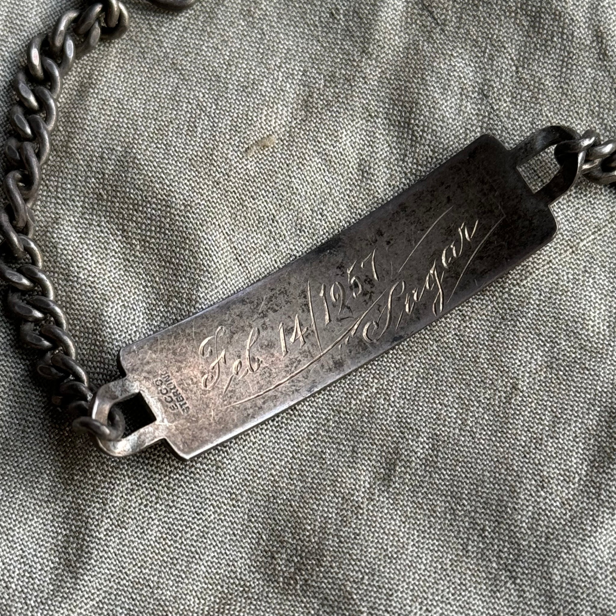 Vintage Sterling Engraved ID Bracelet – White Wolf Syndicate