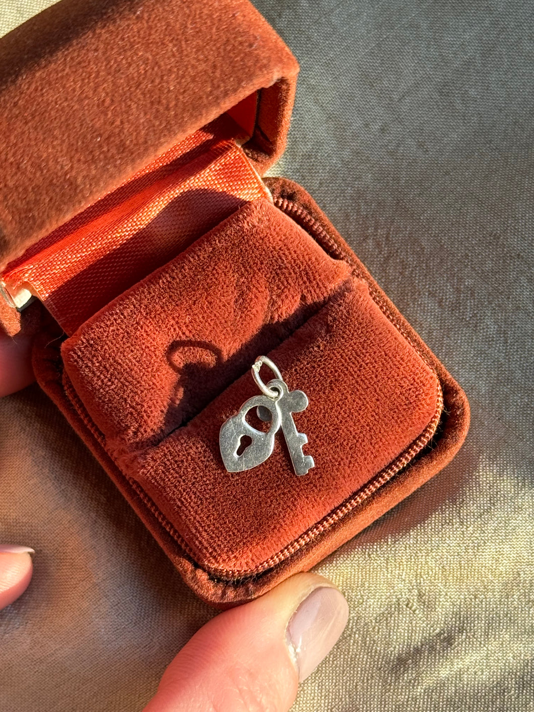 Vintage Sterling Silver Heart and Key Charm