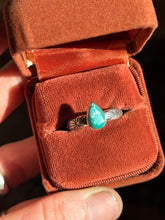 Load image into Gallery viewer, Sterling Silver Turquoise Teardrop Royston Stamped Stacker Ring
