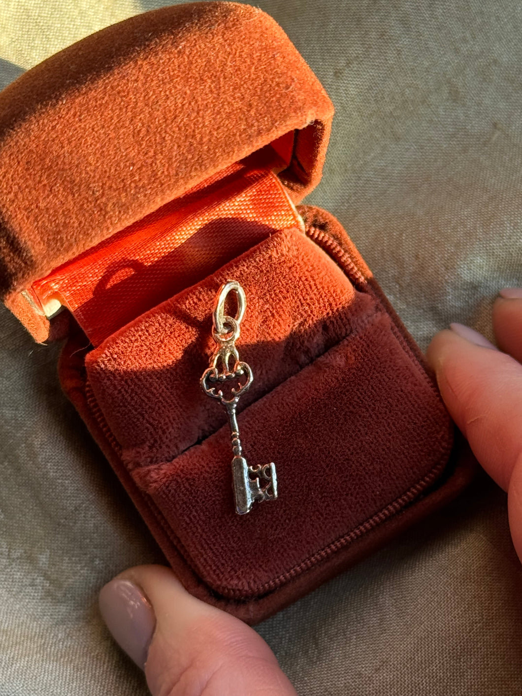 Vintage Sterling Silver Skeleton Key Charm