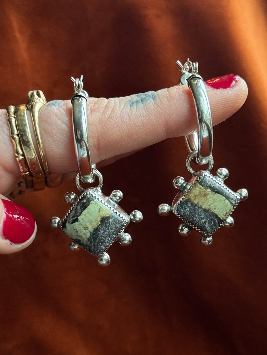 Banded Tyrone Turquoise Instigator Hoops