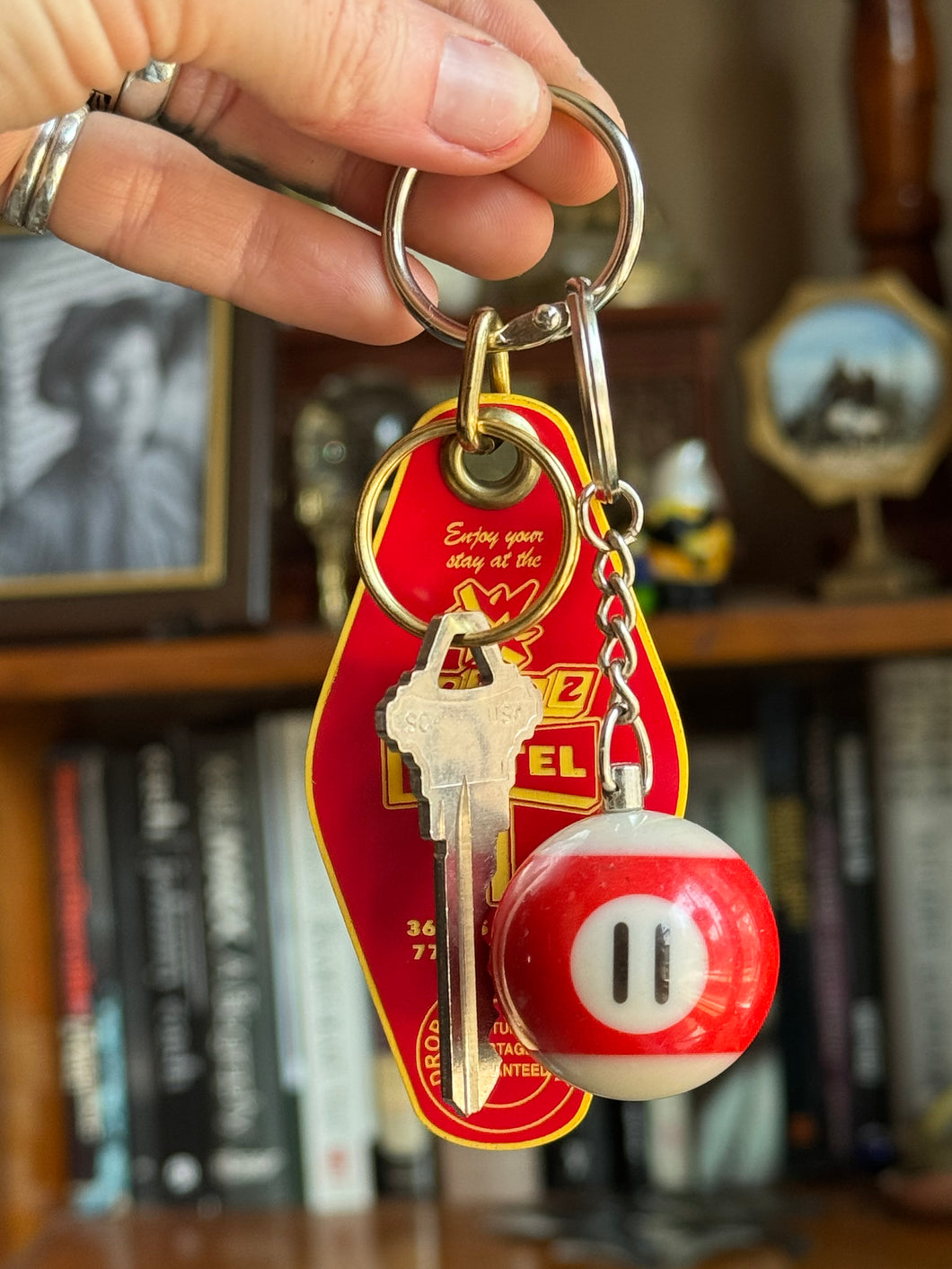 Vintage #11 Pool Ball Keychain