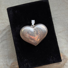 Load image into Gallery viewer, Vintage Sterling Silver Engraved Puffy Heart Pendant
