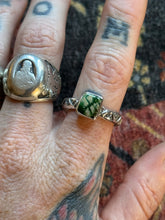 Load image into Gallery viewer, Sterling Silver Deep Green Royston Stamped Stacker Ring
