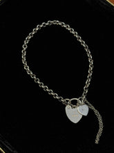 Load image into Gallery viewer, Vintage Sterling Silver Rolo Chain Padlock &amp; Heart Bracelet
