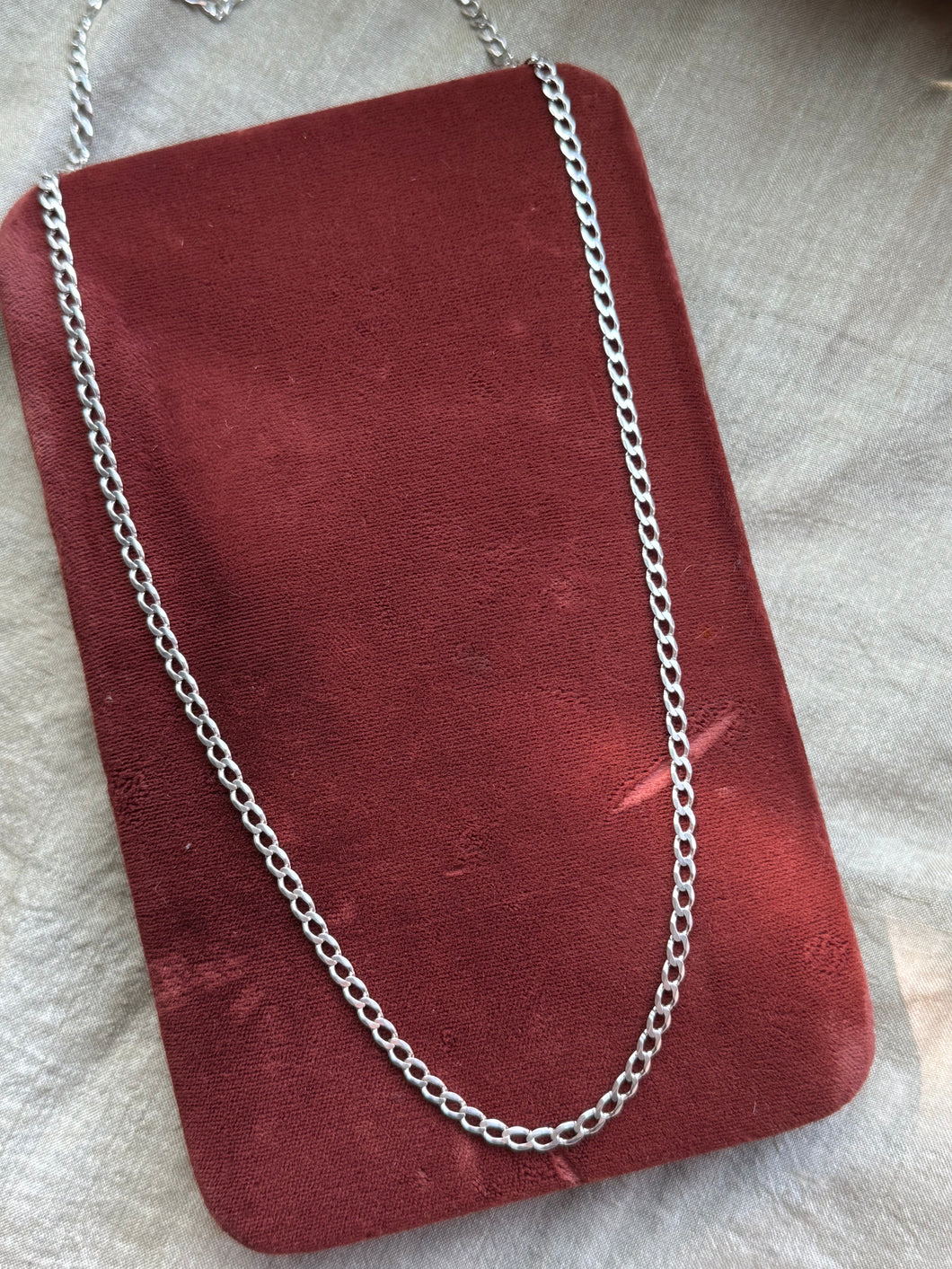 Vintage Sterling Silver Flat Curb Chain