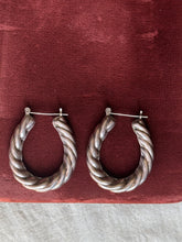 Load image into Gallery viewer, Vintage Sterling Silver Hollow Rope Hoops
